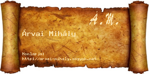 Árvai Mihály névjegykártya