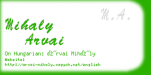 mihaly arvai business card